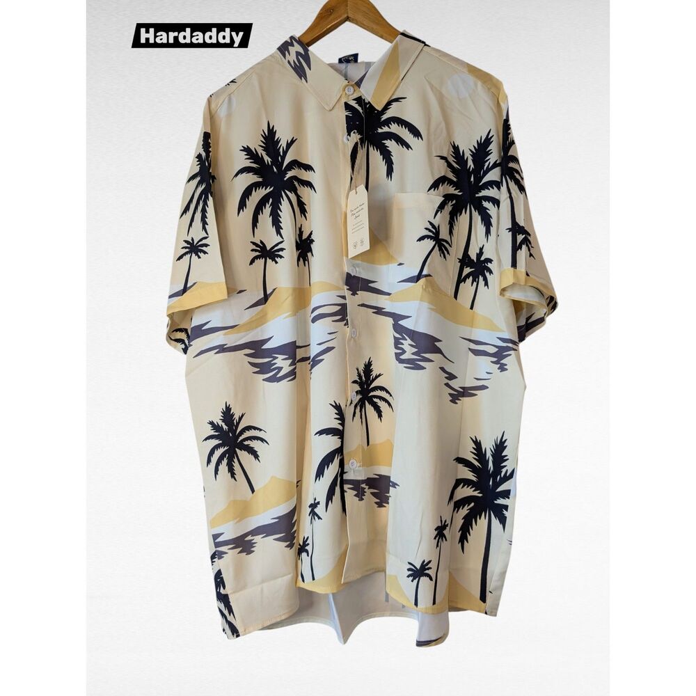 Hardaddy Hawaiian Button Up Shirt Men’s Palm Tree Tropical Beach Aloha